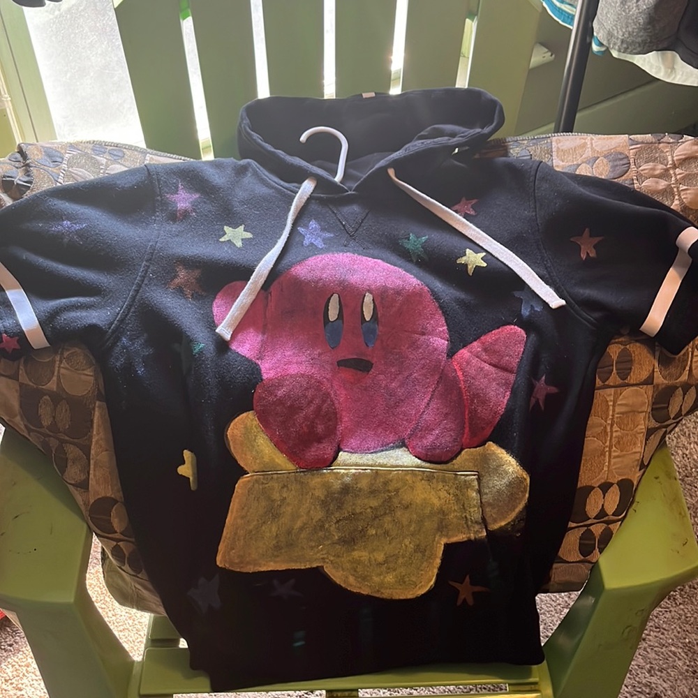 Custom Painted Kirby Hooded Shirt